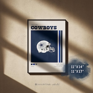 Dallas Cowboys Poster Football Fan Gift | NFL Minimal Modern Wall Print Sports | Sport Dorm Gamer Room Printable | Minimalist Cowboys Art
