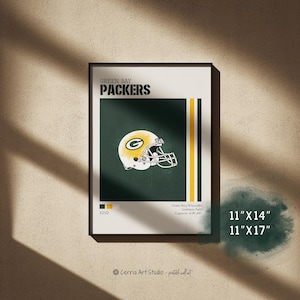 Green Bay Packers Poster Football | NFL Packers Minimal Modern Wall Art | Vintage Sports Print for Dorm Sport Gamer Room | Printable Gift