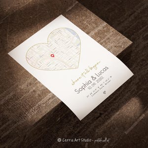 Herz Karte Poster, Verlobungsgeschenk, für Verlobtes Paar, Besondere Lageplan, personalisierte Freund Freundin Jahrestag Frau Mann Poster