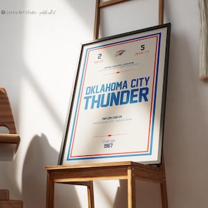 Oklahoma City Thunder Basketball Poster | NBA Thunder Basketball | Sport Dorm Room Printable Basketball | Minimal Oklahoma Thunder Poster