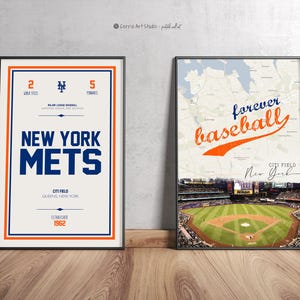 New York Mets Ticket Map Poster | Vintage Wall Art | Mets Baseball Map | Sport Dorm Room Printable | Vintage Digital Poster
