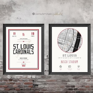 St. Louis Cardinals Baseball Map Poster | MLB Cardinals Map Stadium | Sport Dorm Room Printable Baseball | Cardinals Vintage Baseball Poster