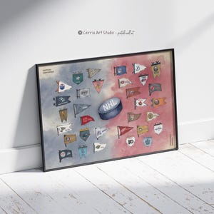 NHL Vintage Poster | Digital Sports Poster | Dorm Room Printable  |  Boys Teen Men Cave Vintage Poster