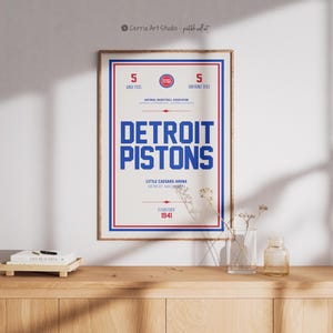 Detroit Pistons Ticket Printable | Vintage Wall Art | Pistons Basketball | Sport Dorm Room Printable | Vintage Digital Poster