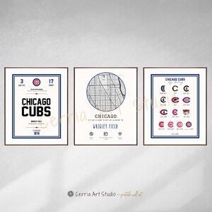 Chicago Cubs Baseball Poster | MLB Cubs Karte Baseball Kunst | Sport Wohnheim Gamer Zimmer druckbare Baseball | Minimalistischer Cubs Baseball Vintage Poster