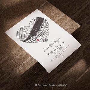 Herz Karte Poster, Verlobungsgeschenk, für Verlobtes Paar, Besondere Lageplan, personalisierte Freund Freundin Jahrestag Frau Mann Poster