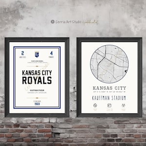 Kansas City Royals Poster Baseball Map | KC Royals Stadium Art | Sport Dorm Room Printable Baseball Map Art | MLB Royals Baseball Map Poster