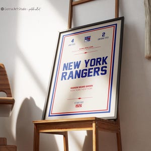 New York Rangers Poster Hockey Gift | NHL Rangers Hockey | Sport Dorm Room Printable Hockey Rangers | Minimal New York Rangers Poster