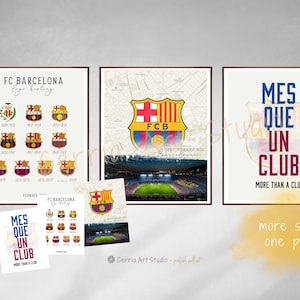 FC Barcelona Logo Poster Abzeichen Geschichte Fußball Fußball Geschenk Camp Nou Kunstwerk Fußball Barca Poster Fußball Stadion Karte Digitaler Download