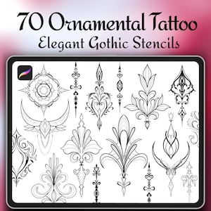 Ornamental Tattoo Procreate Brushes – Gothic Filigree, Floral Accents & Hand  Drawn Lineart Set