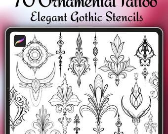 Ornamental Tattoo Procreate Brushes – Gothic Filigree, Floral Accents & Hand  Drawn Lineart Set