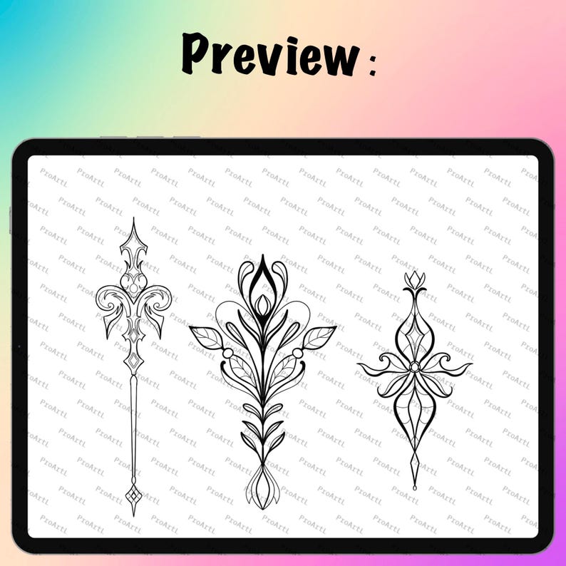 Ornamental Tattoo Procreate Brushes – Gothic Filigree, Floral Accents ...