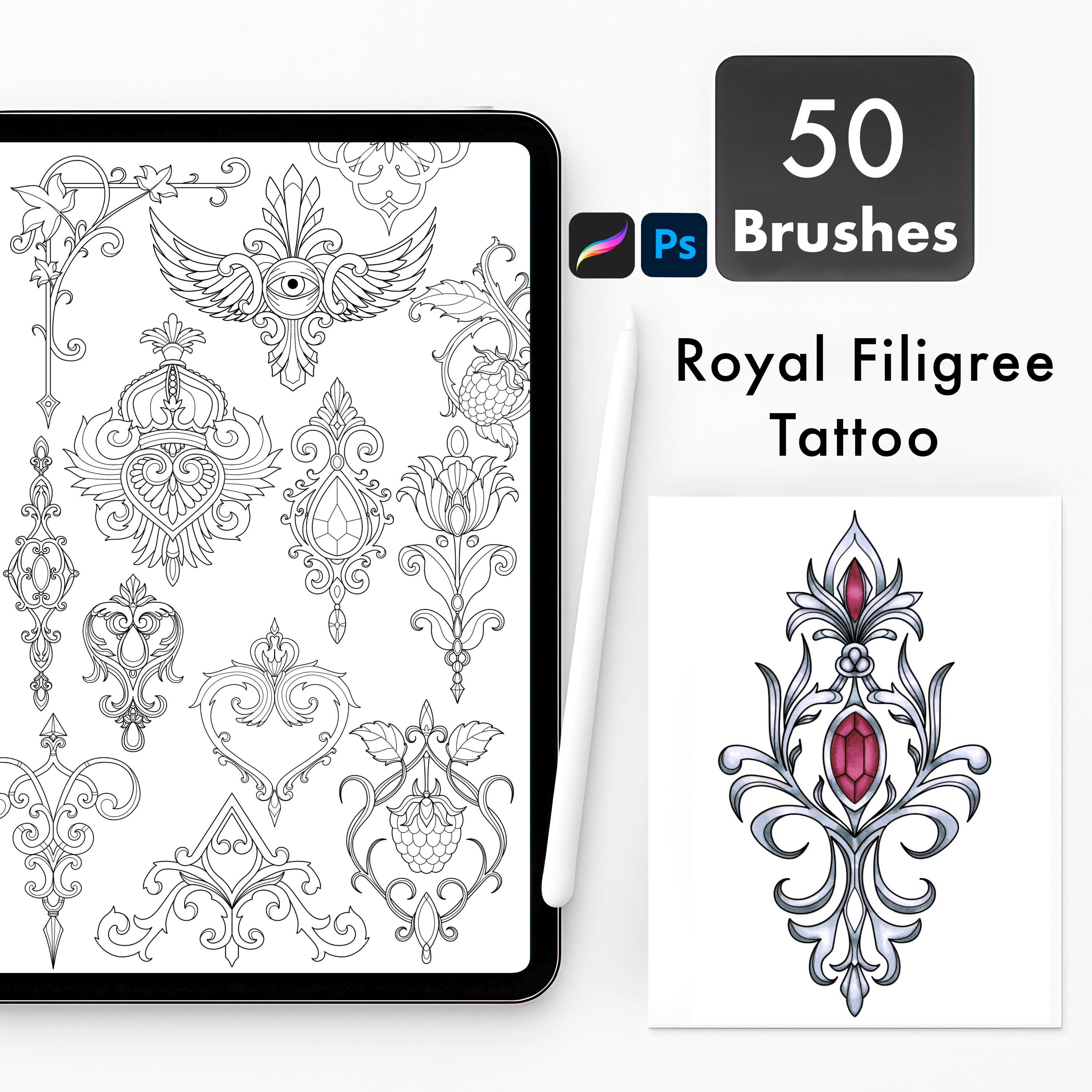 Ornamental Tattoo Gothic Brushes for Procreate and Photoshop. Baroque ...
