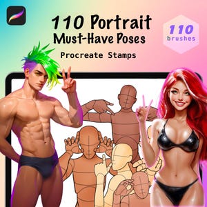 Male and Female Portrait Poses for Procreate. Procreate Body Pose Stamps. Dynamic Portrait Poses. Base for Drawing Character