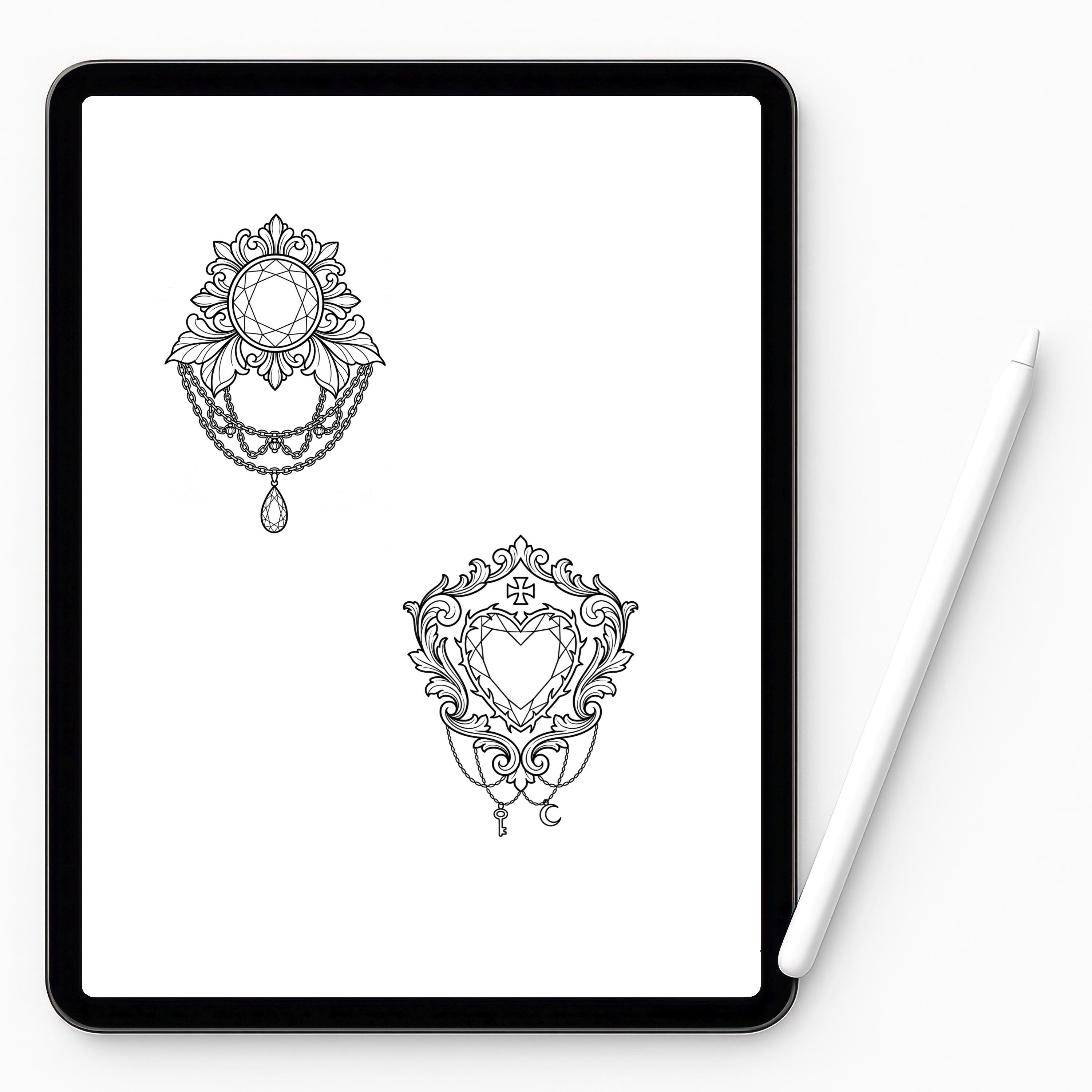 Crystal Ornament Tattoo Brushes for Procreate & Photoshop. Gothic ...