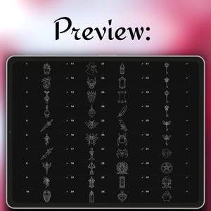 Gothic Tattoo Stamps: Procreate & Photoshop Brush Set. Traditional Ink ...