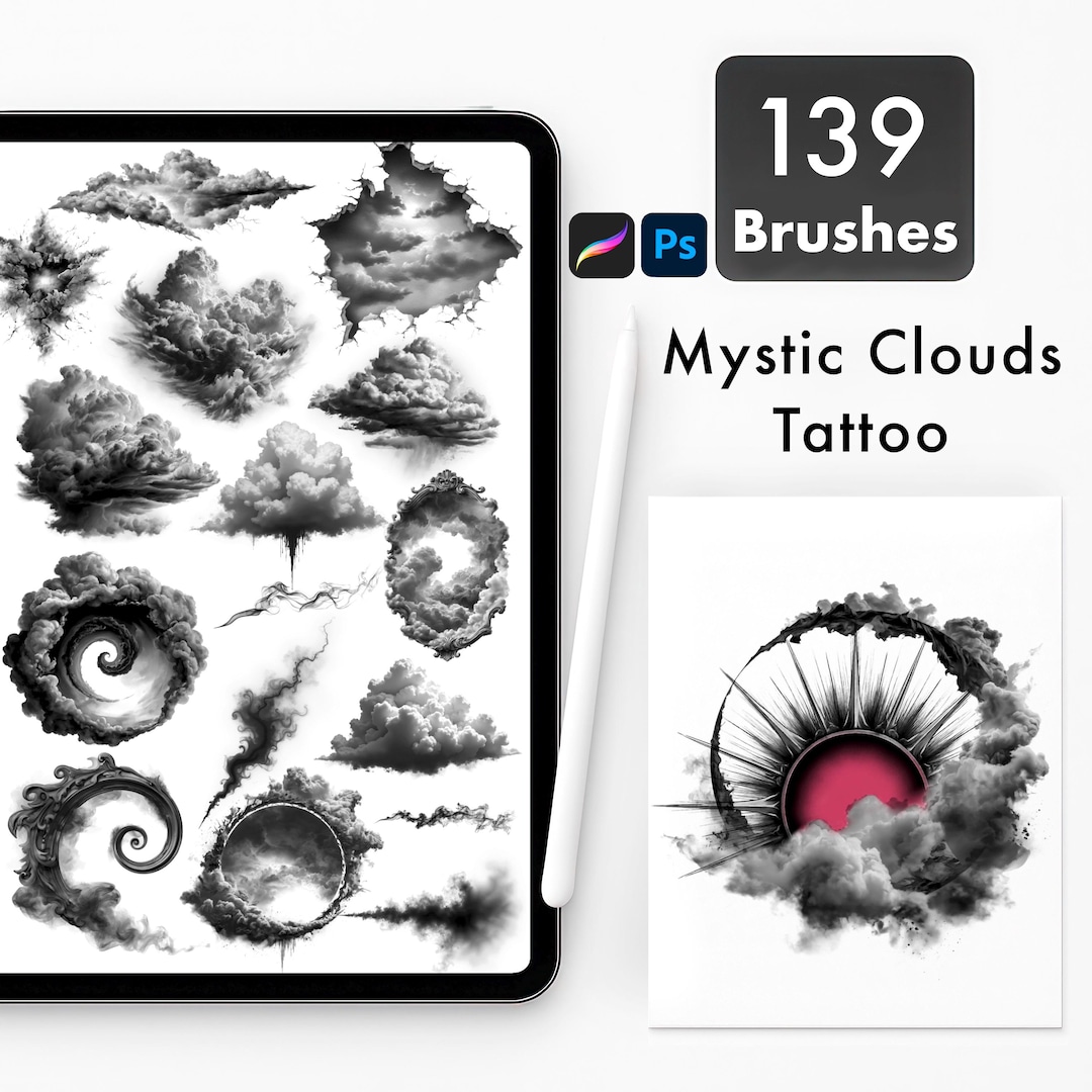 Clouds Brushes for Procreate and Photoshop | Gothic Realistic Tattoo ...