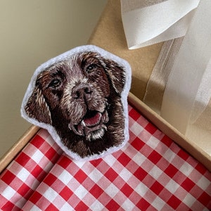 Gepersonaliseerde bruine Labrador huisdier portret, aangepaste cadeaus voor dierenliefhebbers, huisdier verlies Memorial borduurwerk hond kunstcommissie, aangepaste patch