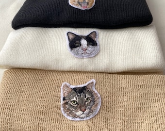Personalized Pet Portrait Beanie: Custom Embroidered Dog & Cat Memorial Hat