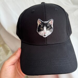 Custom pet portrait embroidery handmade unisex cap image 2