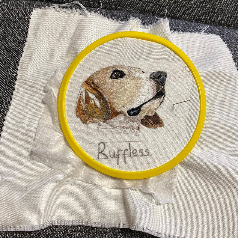 Custom pet portrait embroidery, Pet memorial, Thread painting, Dog and cat gift image 2