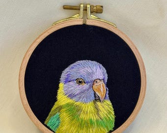 Custom Bird Portrait Embroidery Hoop, Realistic Needle Painting Wall Art Keepsake