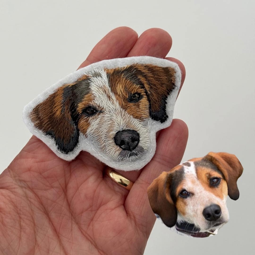 Custom Pet Portrait Patch: Handmade Embroidered Dog or Cat Keepsake