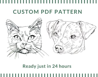 Custom Pet Portrait Embroidery Pattern: DIY Stitch (PDF Download)