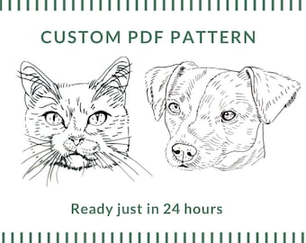 Custom Pet Embroidery Pattern, PDF Download , Stitch your own pet, PDF Pattern Drawing