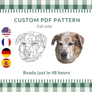 Custom Pet Portrait Embroidery Pattern PDF | Personalized Dog or Cat Embroidery Design for DIY Pet Art