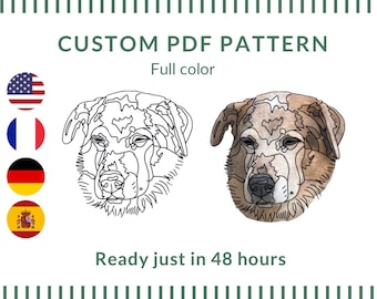 Custom Pet Embroidery Pattern, PDF Download, Stitch your own pet, PDF Pattern Drawing