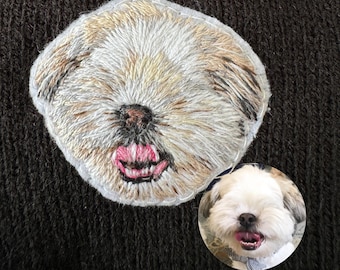 Custom Dog Embroidered Patch: Personalized Pet Portrait, Iron-On or Sew-On