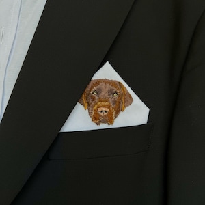 Pañuelo de bolsillo bordado de algodón para hombre, pañuelo bordado con perro personalizado, regalo de boda para la novia o el padre del novio de su mascota
