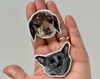 Custom Dog Embroidered Patch: Personalized Pet Portrait, Iron-On or Sew-On