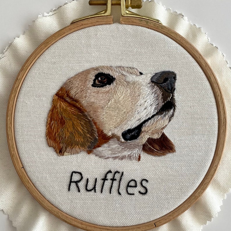 Custom pet portrait embroidery, Pet memorial, Thread painting, Dog and cat gift image 3