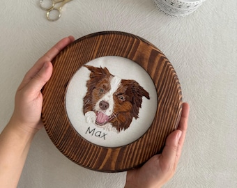 Custom Embroidery Pet Portrait, Pet memorial, Thread painting, Dog and cat gift