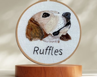 Custom pet portrait embroidery, Pet memorial, Thread painting, Dog and cat gift