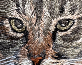 Hand Embroidered Pet Portrait from Photo, Detailed Dog Cat Keepsake Gift