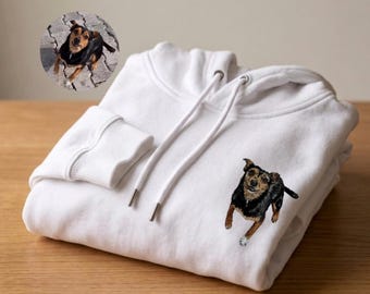 Personalized Dog Portrait Sweatshirt | Hand Embroidery from Photo | Custom Pet Lover Sweatshirt Gift