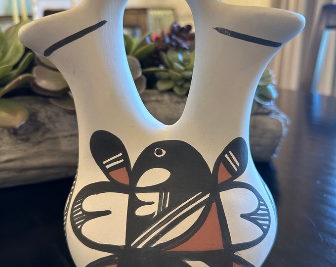 Vintage Pottery Wedding Vase Signed by Donna Quintana Etsy