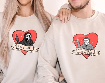 Horror Couples Valentine Sweatshirt, Valentine Crewneck, Couple sweater, Couple hoodie, valentines day tshirt, couples gift