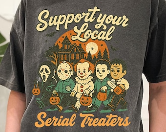 Support Your Local Trick or Treaters Comfort Colors® Shirt, Retro Halloween Shirt, Vintage Halloween, Halloween Nostalgia Tshirt HALL01D009