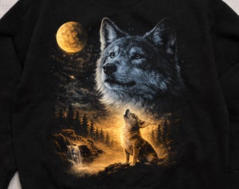 Chihuahua Howling to The Moon Sweatshirt, 90s Retro Animal Graphic Sweater, Chihuahua Mom Gift, Full Moon Animals Tee, Silly Dog Shirt