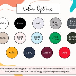 Peut inclure: Image pr&eacute;sentant un nuancier avec des options de couleurs : blanc, noir, cendre, gris sport, gris fonc&eacute; chin&eacute;, sable, rose clair, bleu clair, vert irlandais, vert for&ecirc;t, or, marine, bordeaux et rouge. Texte : "Color Options" et "TailorVerse".