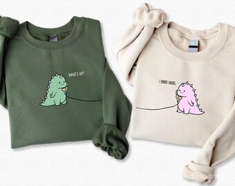 Cute Dinosaur Couples Matching Sweatshirts, Dinosaur Sweatshirt, Family Hoodie, Funny Saying, Couple Sweater, Gift for Couple Sweatshirt