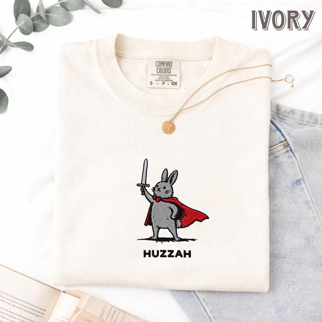 Huzzah Rabbit Shirt, Embroidered Tshirt, Weird Medieval Shirt, Huzzah ...