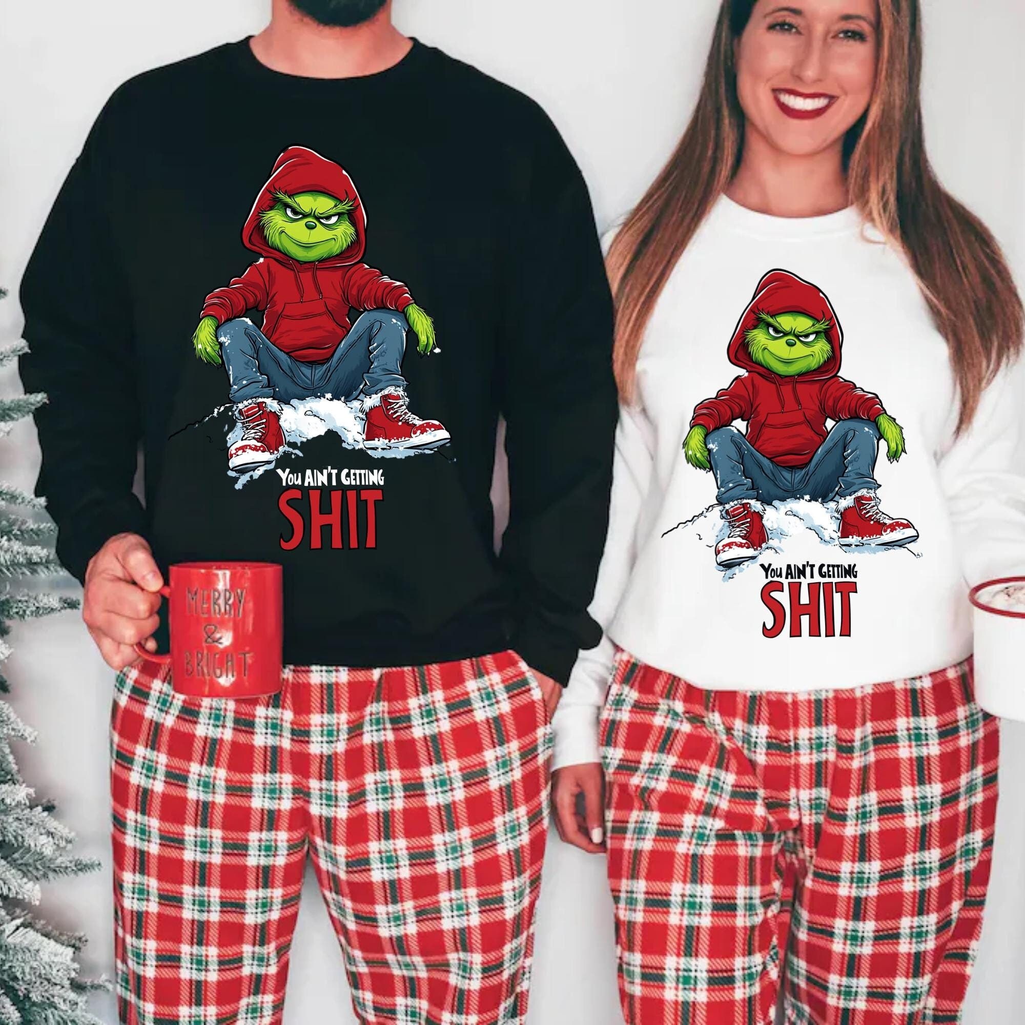 The grinch couple pajamas hotsell