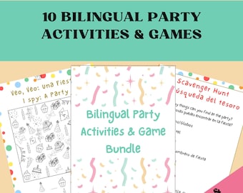 Pacchetto di giochi per feste bilingue: attività in spagnolo e inglese (download PDF)