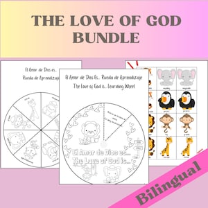 BILINGUAL BILINGÜE God&#39;s Love is... Learning Wheel, Children&#39;s Church, Bible Class, Craft, Spinner, Manualidad El Amor de Dios Es...