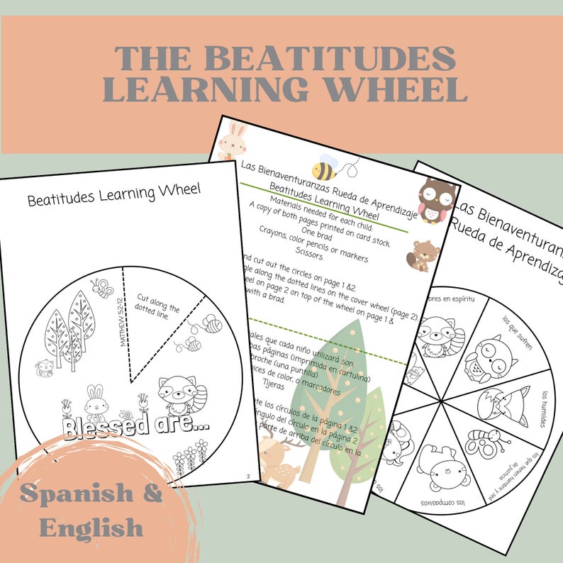 BILINGUAL BILINGÜE Beatitudes Learning Wheel, Manualidad ...